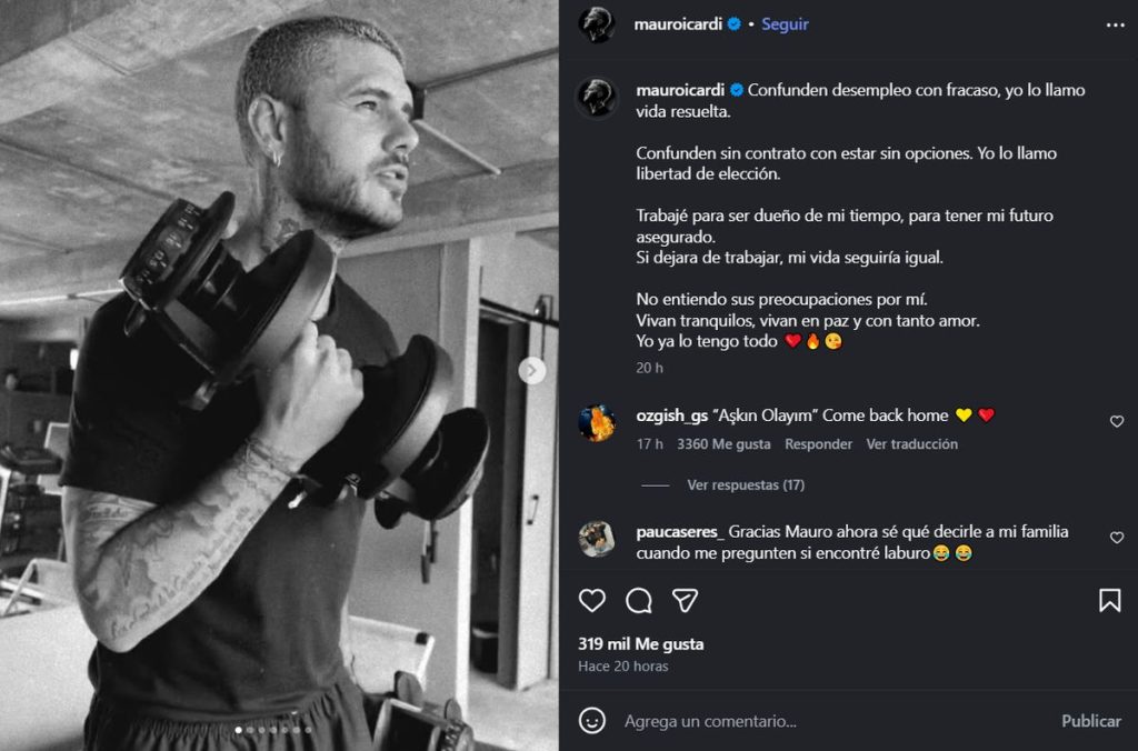 Mauro Icardi explotó por las críticas tras quedar sin club: «Confunden desempleo con fracaso»