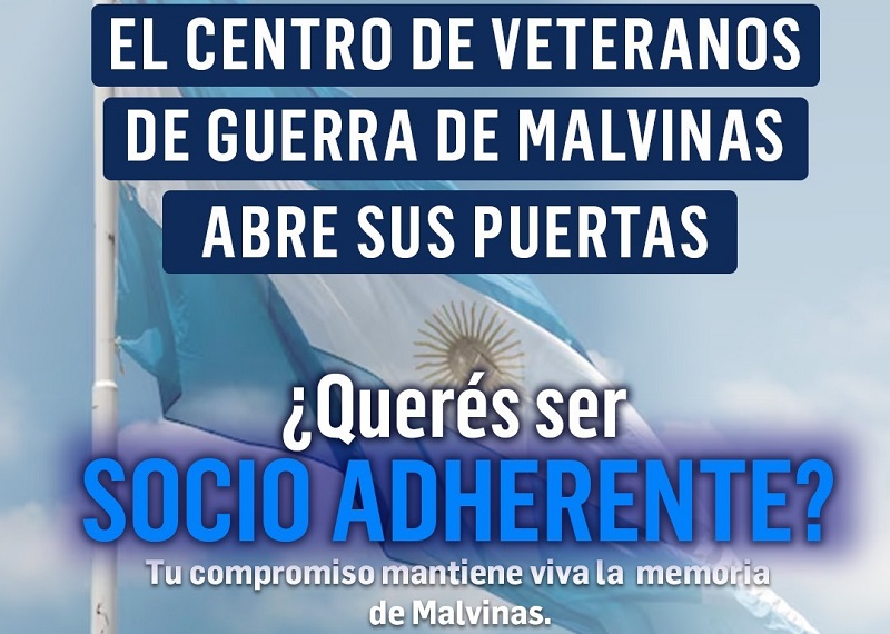 El Centro de Veteranos de Guerra de Malvinas invita a sumarse como socio adherente